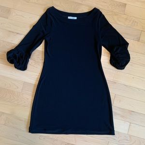 WHBM Black Knit dress with balloon sleeves